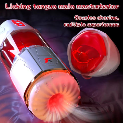 Magic Tongue Male Masturbators-with 10 Sucking & Tongue licking & Vibrating Modes Blowjob Masturbation Cup Sex Toys for Men 18+