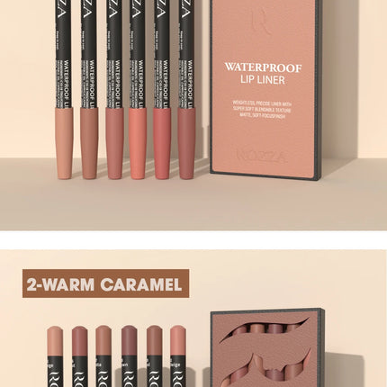 Rozza Waterproof Lip Liner Pencil Set, Weightless Precise Liner with Super Soft Blendable Texture Matte Soft