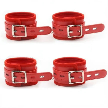 PU Leather Soft Hand Cuffs Ankle Wristcuff Restraint Lockable Buckle Bondage Lockable Shackle Sex Toy for Men Women Adult Toys