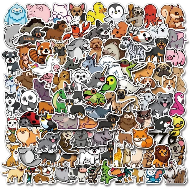 50/100pcs Lovely Cartoon Animal Stickers Fridge Stationary Scrapbook Viny Decal Graffiti Sticker for Kids Teens Toy Gift