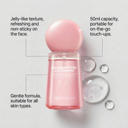 Collagen Peptides Jelly Serum Mist Moisturizing Face Sprayable Hydrogel for Smooth Looking Skin Travel Size Skin Care Gift Women
