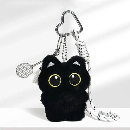 Cute Black Cat Plush Toy Doll Keychain Small Pendant Car Keyring Kitten Toy Doll For Boy Girl Brithday Gifts