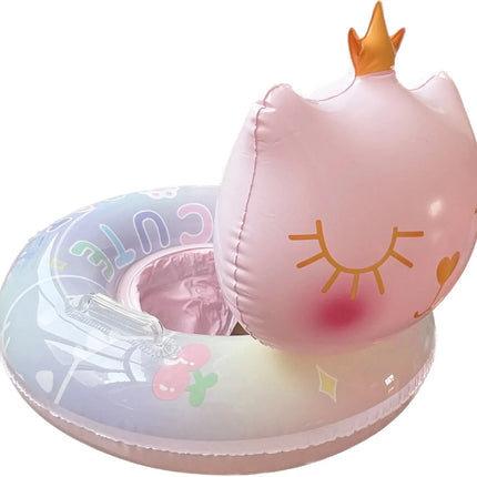 Children's Inflatable Toys Swimming Ring Crown Cat Summer Pool Party Inflatable Floating Circle with Handle Water Toys for Kids