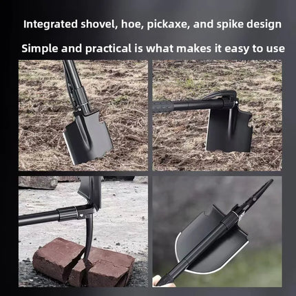Outdoor Folding Shovel Mini Portable Camping Digging Tool with Compass Multifunctional Small Tactical Shovel for Hiking Fishing