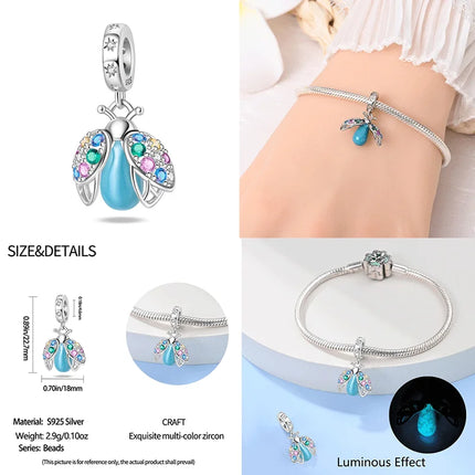 Hot Original 100% 925 Sterling Silver Chameleon Beads Firefly Charms Fit Original Bracelet DIY Jewelry Making Women's Gift