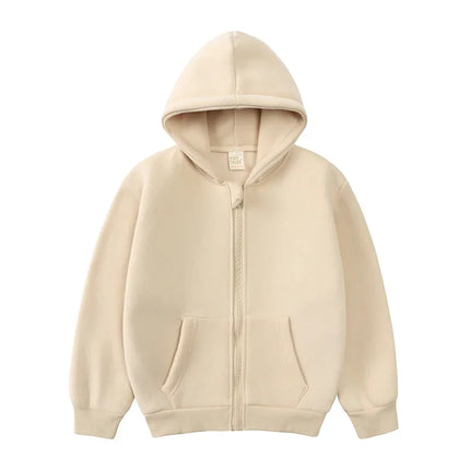 1-10Years Kids Baby Boys Girls Clothes Toddler Fleece Hoodie Winter Sweatshirt Tops Outfits Children Solid Zipper Coat Clothing