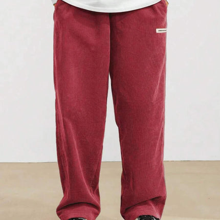 2026 new fashion Men's Corduroy Straight Casual Pants spring autumn Outdoor Streetwear with Drawstring Elastic Waist