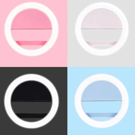 LED Light Ring Phone Lens Selfie Light Mini Adjustable Brightness LED Fill Lamp For iPhone Huawei Xiaomi Laptop Live Video Lamp