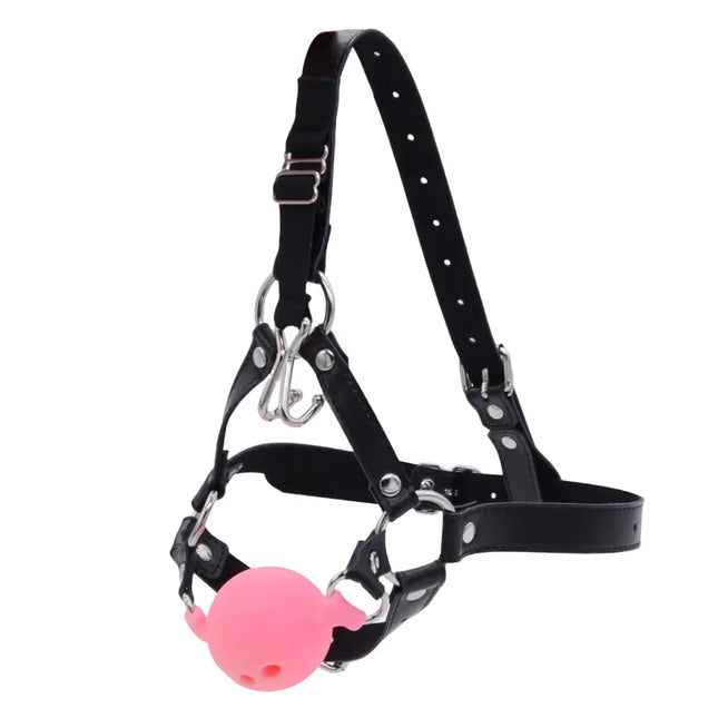 Couples Cosplay Open Mouth Gag BDSM Bondage Restraints Breathable Ring Harness Strap Fetish Silicone Gag Ball Sex Toys For Women