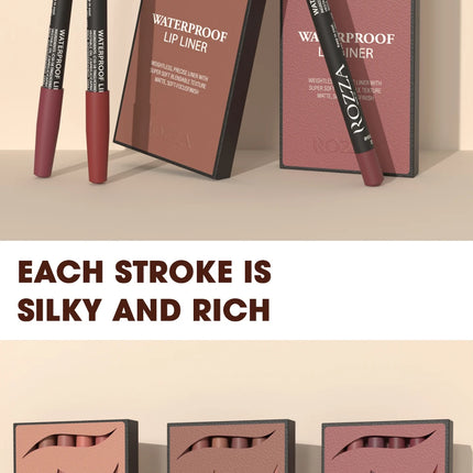 Rozza Waterproof Lip Liner Pencil Set, Weightless Precise Liner with Super Soft Blendable Texture Matte Soft