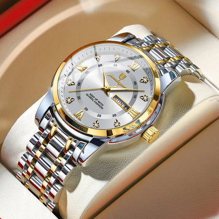 POEDAGAR Sport Casual Men's Wristwatch Waterproof Stainless Steel Luminous Original Men's Watch Date Week Men's Quartz Watches Reloj