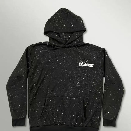American Harajuku Fashion Letter Printed Pullover Hooded Sweatshirt Fine Glitter Hip-Hop Punk Men Women Fashion Loose Jacket
