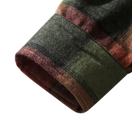 Autumn Hot Sale Of The Season Men's Plaid Hooded Casual Shirt Independent Station Cross-Border Checkered Hoodie Style Floral Patchwork