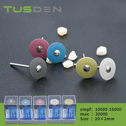 Tusden Dental Lab Rubber Daimond Zirconia Polishing Kit Pocerlian Grinding Head Dental Technician Tools Drill HP 20*2mm