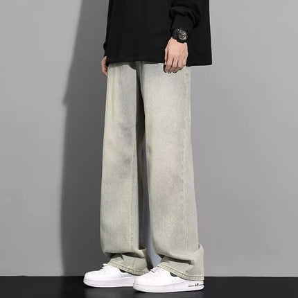 Men's Loose Straight Leg Jeans Washed Vintage Baggy Denim Pants 2026