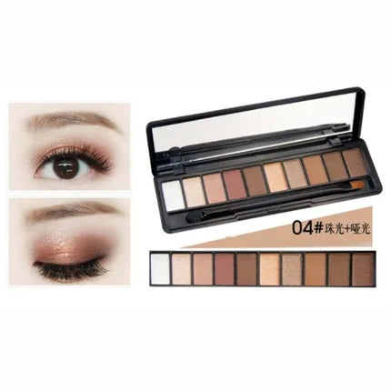 Fashion Eye Makeup Palette Natural Make Up Light 10 Color Nude Eye Shadow Shimmer Matte Eyeshadow Cosmetics Set with Brush