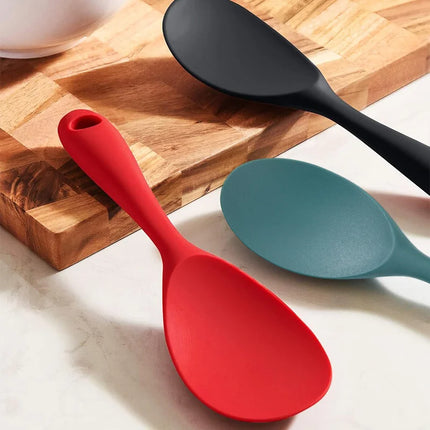 1pc Integrated Silicone Rice Spoon, Non-Stick Rice Scoop, Heat-Resistant Rice Cooker Spoon, Kitchen Rice Spoon
