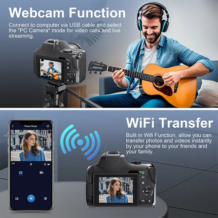 4K Digital Camera Professional photography 12X Optical Zoom 72MP Auto-Focus WIFI Flash Light For Tiktok Ins Youtube Webcast