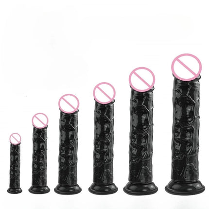 Female Masturbator Butt Plug Vagina Clit G-Spot Masturbation Sex Toy for Women 6sizes Black Dildos Wiht Suction Cup Ddildo Penis