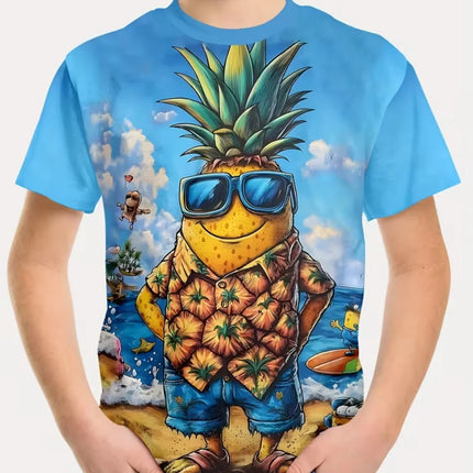 Fashion Lime Lemon Pattern T-Shirt for Kids Hot Sale Fruit 3D Printed T Shirts Summer Round Neck Tees Tops Loose Short Sleeves
