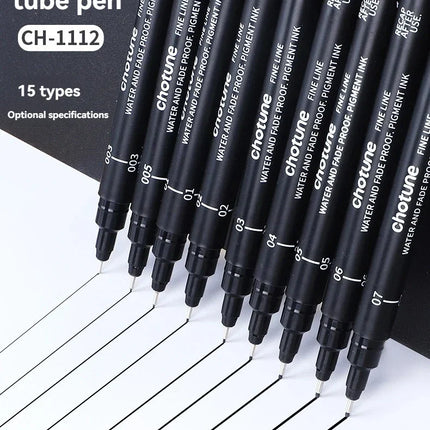 3/15Tip Black Pigment Micro-Pen Fineliner Ink Pens,Drawing Artist Illustration Pens Multiliner for Sketching Anime Manga Design