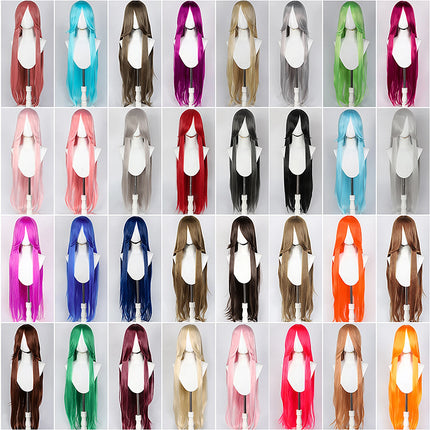 100CM Long Straight Wig With Bangs Synthetic Cosplay Wig For Women Pink Purple Cosplay Wigs for Party For Halloween