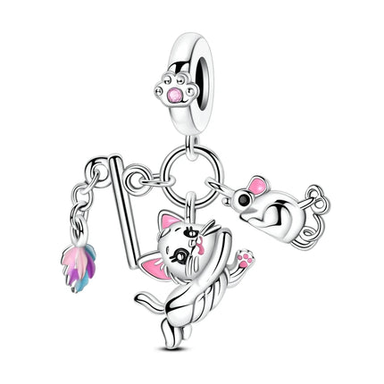Charms 925 Sterling Silver Cute Cat Collection Charms Beads Paw Print Pendant Beads Fit Original DIY Bracelet Gift Women Jewelry