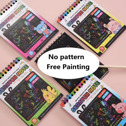10pcs Children Scratch Montessori Painting Drawing Toys DIY Paper Cartoon Art Education Montessori Children Kids Baby Toy Gifts