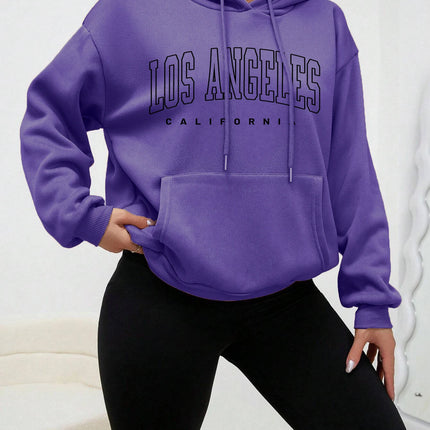 Los Angeles Art Letter Design Women Hoodies American Style Casual Hoody Autumn Hip Hop Female Hoodie Casual Fleece Clothing