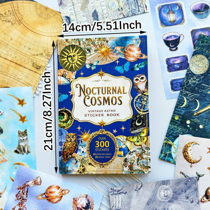 Random Cover 40 Sheets Aesthetics Retro Astronomy Sticker Books, Star-Shaped Animal Stickers for Adult DIY Planners Junk Journal