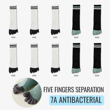 MiiOW 100% Pure Cotton Five Finger Long Socks Deodorant Antibacterial Running Sports Split Toe Sock Cycling Trending Sock Men