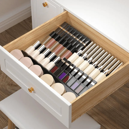 6pcs Expandable Spice Drawer Organizer ,Durable Plastic Cabinet & Shelf Storage Rack for Kitchen, Workspace, Pantry