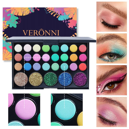 29 Colors Eyeshadow Palette Set with Mascara Eyeshadow Brush Earth Color Waterproof Long Lasting Music Festival Cosmetics Makeup