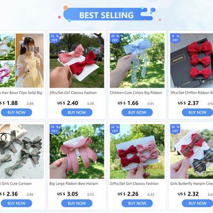 2Pcs/Set Hair Bow Clips For Girls Baby Kawaii Barrettes Cute Hair Accessories Kids Colored Ribbon Hairpins Children Hairgrip Hot