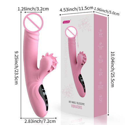 Silicone Rotating Telescopic Warming Vibrator for Couples Foreplay Sex, Clit Stimulation G-Spot Vibration Adult Toys for Women