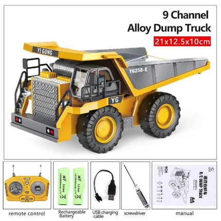 RC Alloy Remote Control Excavator Toy Engineering Vehicle Children's Charging Model Car Playset for Kids Boy Gifts