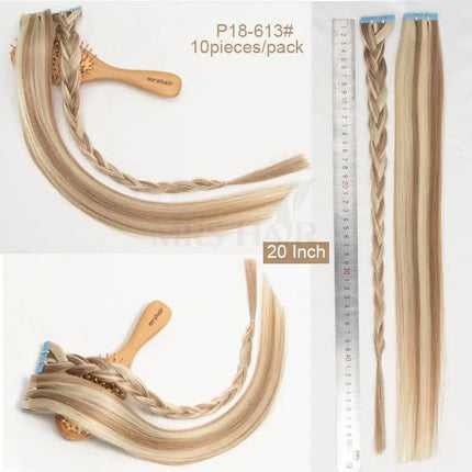 MRS HAIR Invisible Tape Hair Extensions Hand Tied Tape in Hair Extensions Human Hair Natural Adhesive Tape Extension 10pcs/pack