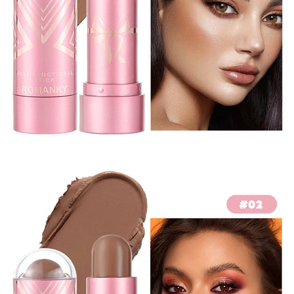 Multi-functional shadow contour stick, concealer, highlighter for facial brightening, natural makeup effect, mixed colors, enhan