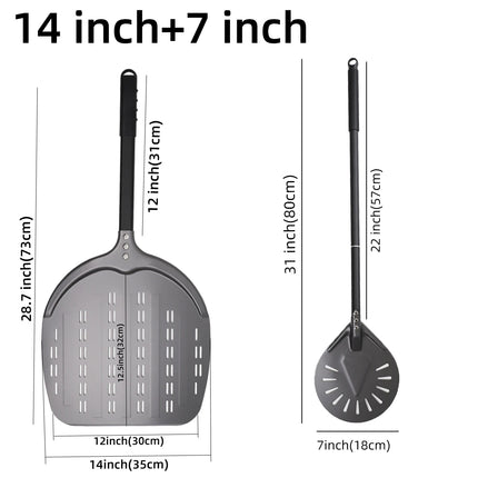 12 13 14 &7 Inch Pizza Peel Long Handle Turning Paddle Aluminum Pizza Turner Baking Tool Perforated  Kitchen Accessories