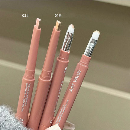 Bicolor Under Eyes Pen Double Ended Lying Silkworm Pencil Nude Lower Eyelid Contour Aegyo-sal Eyeliner Makeup with Detail Brush