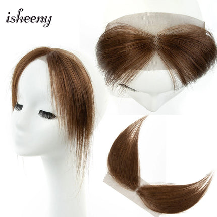 isheeny Lace Human Hair Sided Bangs 25cm Natural Straight Hair Bangs Hair Pieces 6 Colors Available Black Brown Blonde Hair
