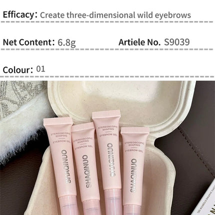 3D Brow Gel Waterproof Smudge-Proof Eyebrow Styling & Shaping with Silicone Brush Long-Lasting Hold for All-Day Wear Makeup