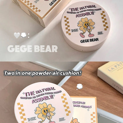 2-in-1 Double Layer Cushion Foundation Pressed Powder Natural Lasting Brightening Gege Bear Concealer Loose Powder Cushion Cream