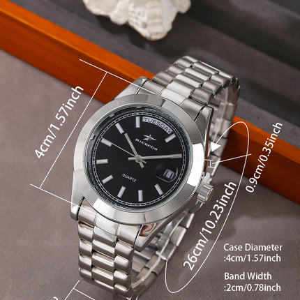 Fashion Watch Casual Clock for Men Business Daily Stainless Steel Quartz Wristwatch Clock Watch for Couples Father Gift