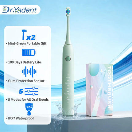 Dr.Yadent Electric Toothbrush Waterproof IPX7 Deep Cleaning Toothbrush 5 Mode for Sensitive Gum Dopamine Color Valentines's Gift