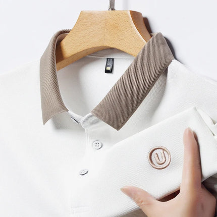 2024 Men's New Embroidered Cotton Business Casual Short Sleeve POLO Shirt Fashion Short Sleeve Comfortable and Breathable Top