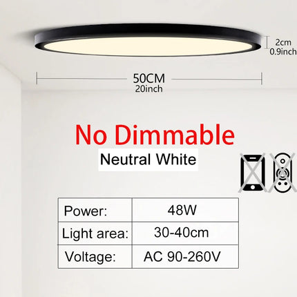 MARPOU 50CM Large Led ceiling lamp with Smart APP Remote Control Ultrathin Light fixture Ceiling Lights for Bedroom Living Room