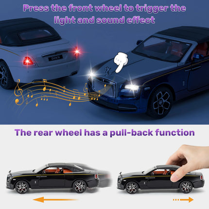 1:24 Simulated Rolls-Royce Shadow Alloy Car Model Sound And Light Pull-Back Toy Car Sports Car Boys Collection Ornaments Gift