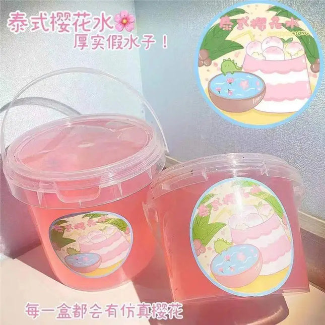 Fanfan Slime Large Bucket, Bubbly Non-Sticky Slime, Large Capacity Soft Stretchy Fake Water Jelly, Diy Craft Toy For Hobby Lover