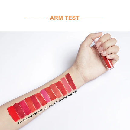 12 Color Non-stick cup Velvet Satin Gloss Lip glaze Mist Liquid matte lipstick Waterproof long-lasting color liquid